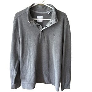 Men's Tommy Bahama Cotton Blend Knit Gray Collared Snap Sweater XL
